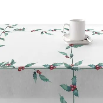Stain-proof resined tablecloth Muaré White Christmas 200... 2