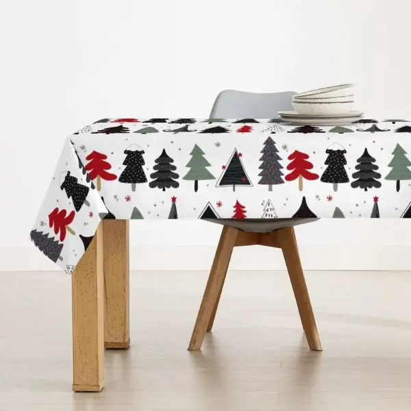 Stain-proof resined tablecloth Muaré Merry Christmas 100 x 250 cm