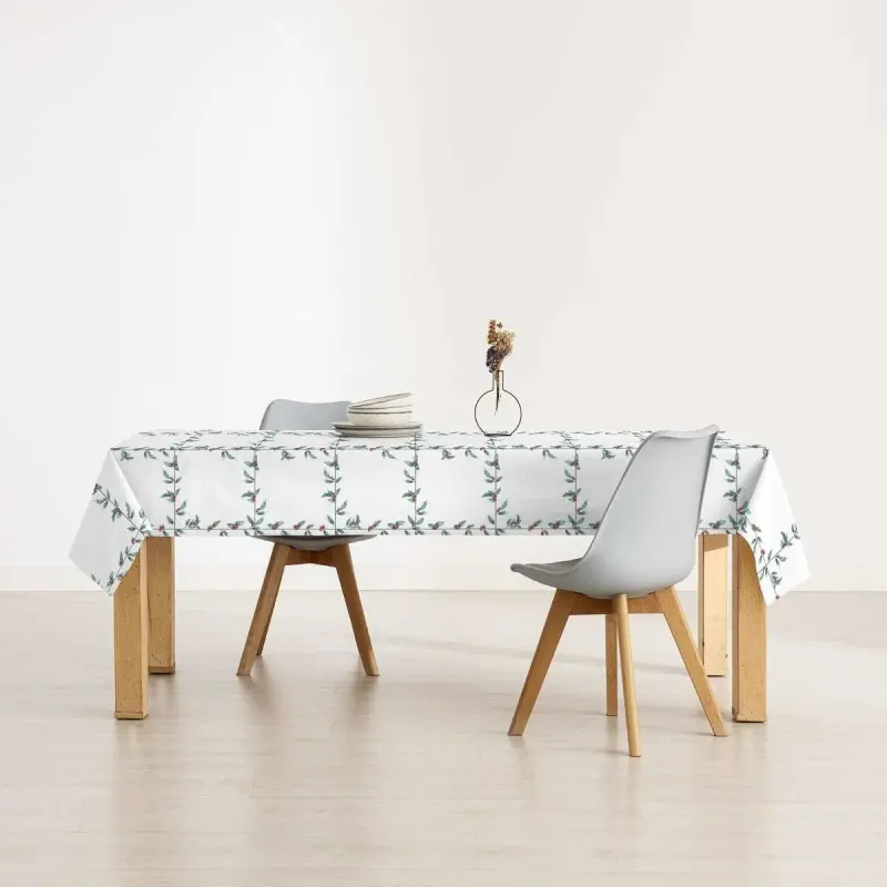 Stain-proof resined tablecloth Muaré White...