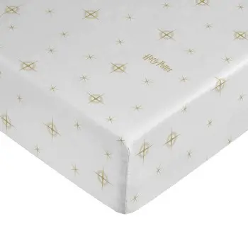 Fitted sheet Harry Potter White Golden 180 x 200 cm