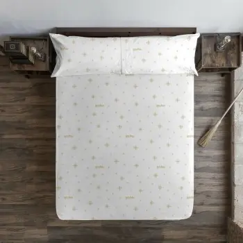 Fitted sheet Harry Potter White Golden 180 x 200 cm 2
