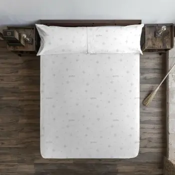 Fitted sheet Harry Potter White Grey 180 x 200 cm 2
