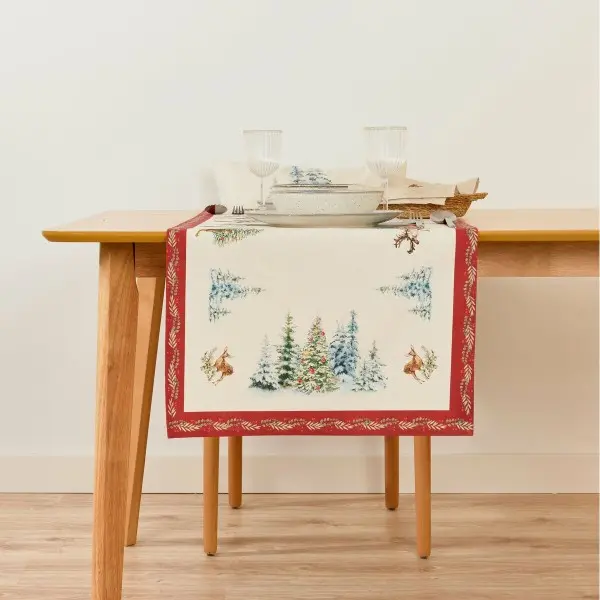 Table Runner Muaré Christmas Landscape 45 x 140 cm
