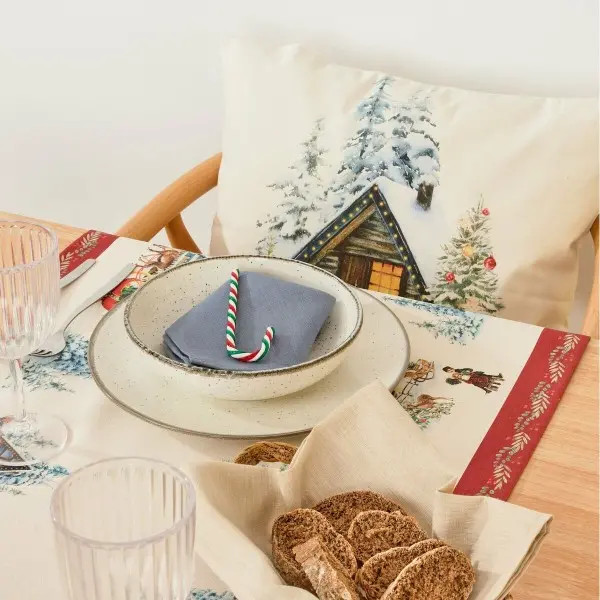 Table Runner Muaré Christmas Landscape 45 x 140 cm