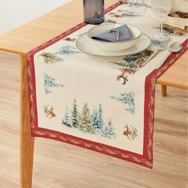 Table Runner Muaré Christmas Landscape 45 x 140 cm