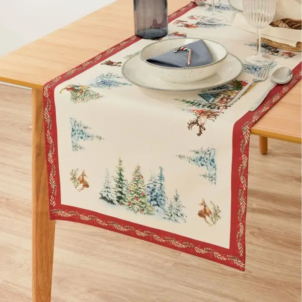 Table Runner Muaré Christmas Landscape 45 x 140 cm