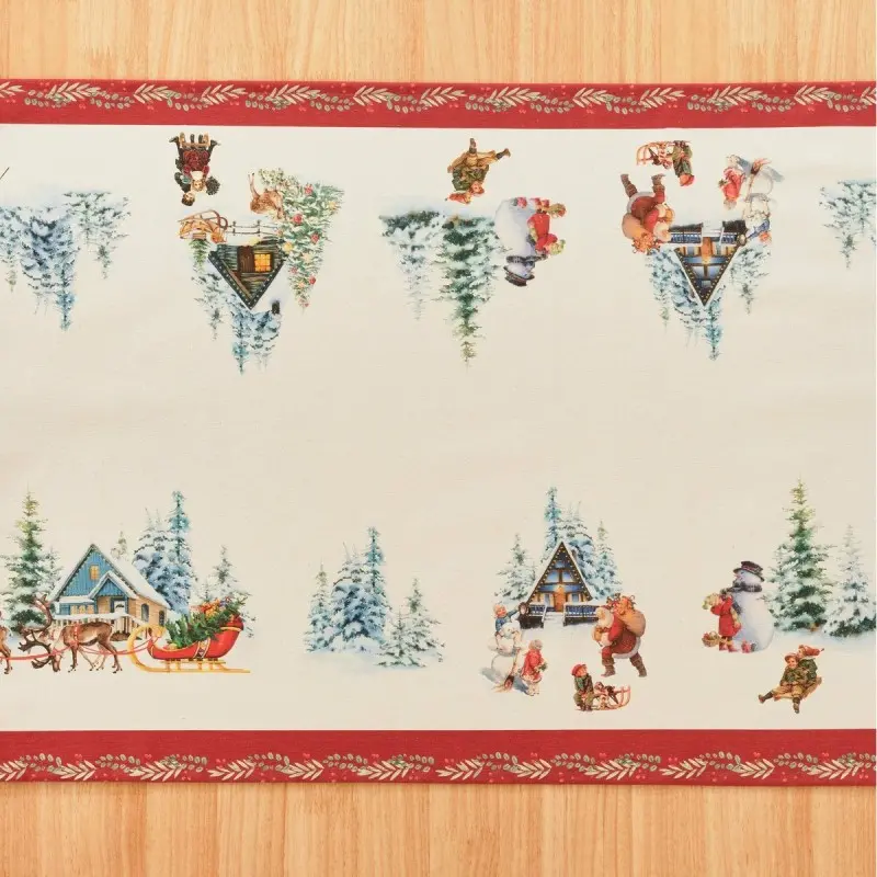 Table Runner Muaré Christmas Landscape 45 x 140 cm