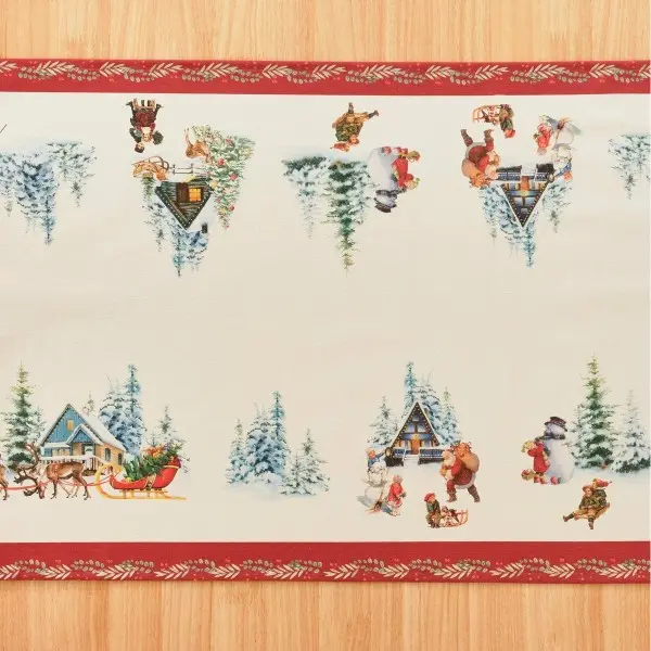Table Runner Muaré Christmas Landscape 45 x 140 cm