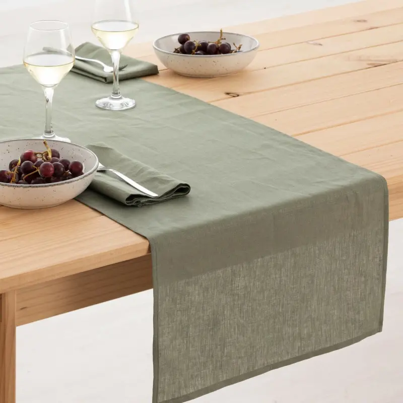 Table Runner Muaré Military green 45 x 140 cm