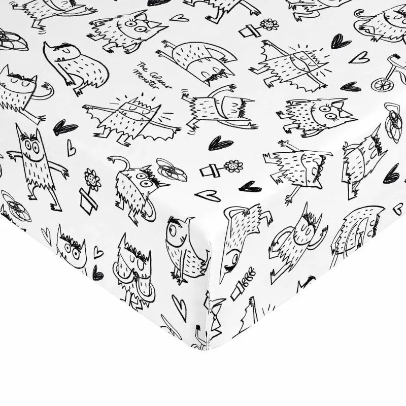Fitted bottom sheet Ripshop Monstre black 60x120cm