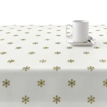 Stain-proof resined tablecloth Muaré Snowflakes Gold 300... 2