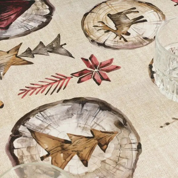 Stain-proof resined tablecloth Muaré Wooden Christmas 200 x 140 cm