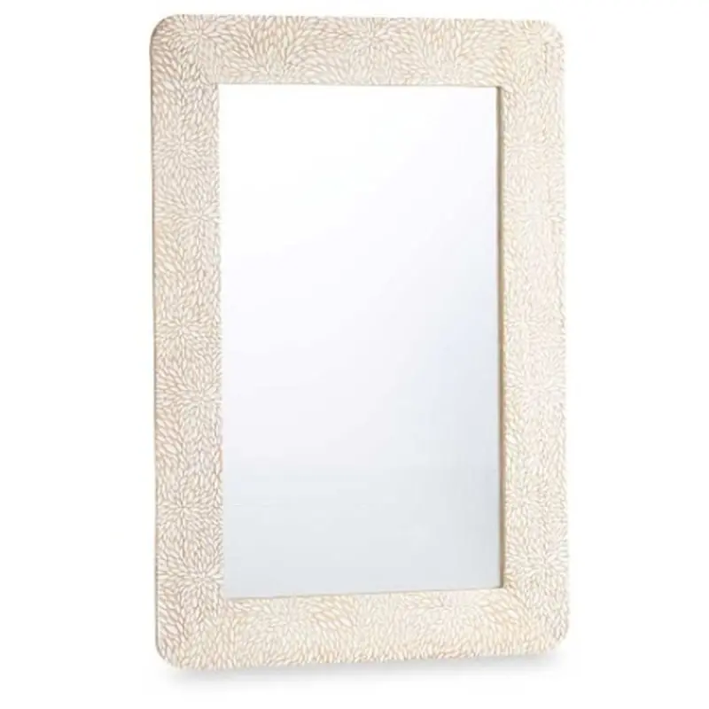 Wall mirror White Brown Mango wood Sheets 90 x 60 x 2 cm