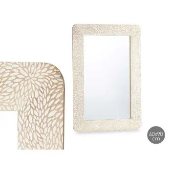 Wall mirror White Brown Mango wood Sheets 90 x 60 x 2 cm 2
