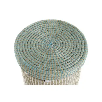 Basket set DKD Home Decor Blue White Natural Seagrass 44...