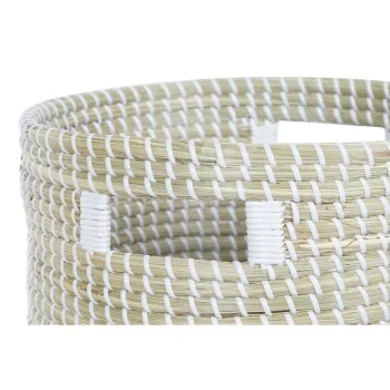 Basket set DKD Home Decor Blue White Natural Seagrass 44... 2