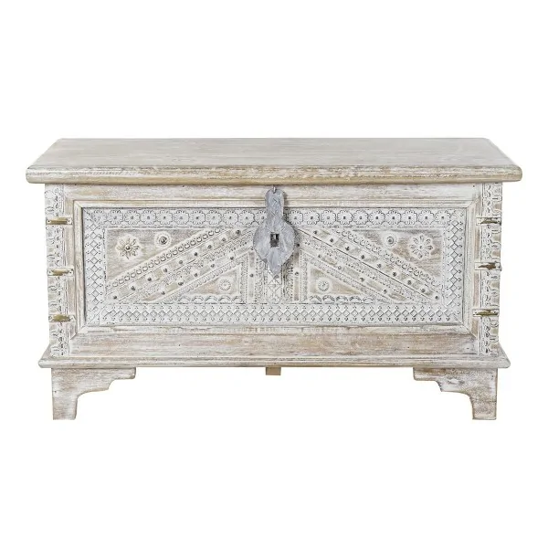 Chest DKD Home Decor 88 x 40 x 45 cm White Brass Mango wood