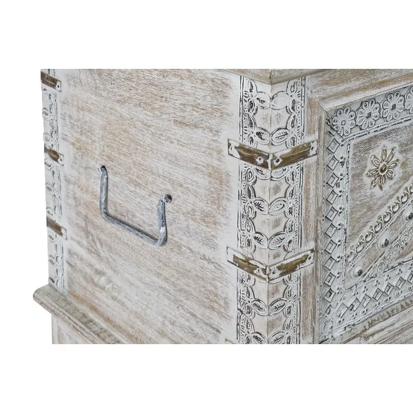 Chest DKD Home Decor 88 x 40 x 45 cm White Brass Mango wood