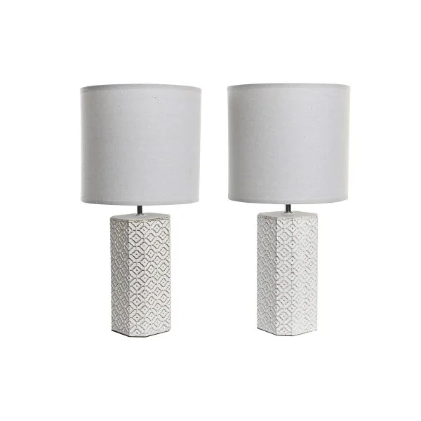 Desk lamp DKD Home Decor 26 x 26 x 53 cm Golden Cement Copper White 220 V 50 W (2 Units)