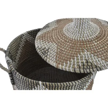 Basket set DKD Home Decor White Brown Natural Seagrass... 2