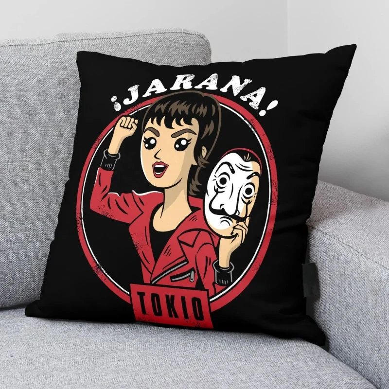 Cushion cover La casa de papel Chibi B Black 45...