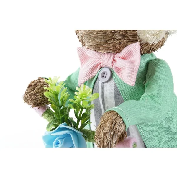Decorative Figure DKD Home Decor 22 x 13 x 34 cm Blue Pink Brown Rabbit Green (2 Units)