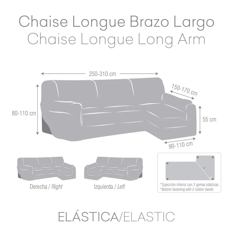 Right long arm chaise longue cover Eysa TROYA...