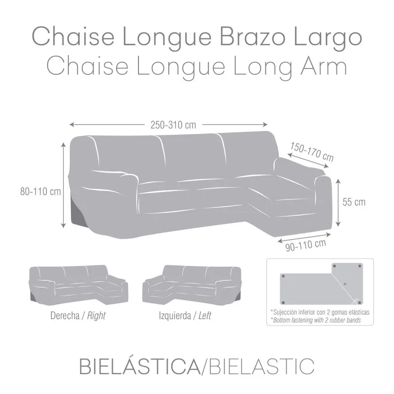 Left long arm chaise longue cover Eysa BRONX...