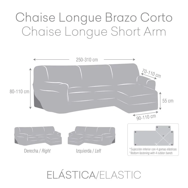 Right short arm chaise longue cover Eysa TROYA...