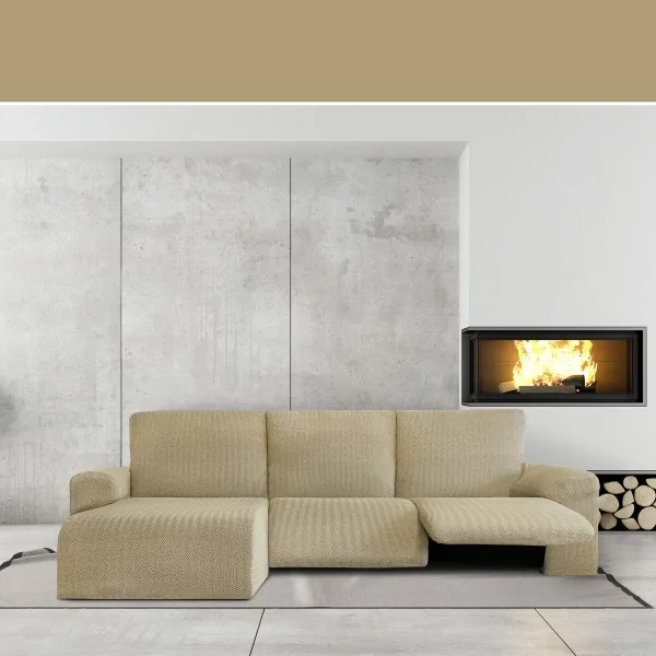 Right short arm chaise longue cover Eysa JAZ Beige 120 x 120 x 360 cm
