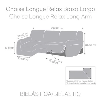Left long arm chaise longue cover Eysa JAZ Brown 180 x... 2