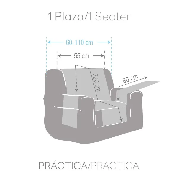 Sofa Cover Eysa MID Grey 100 x 110 x 55 cm