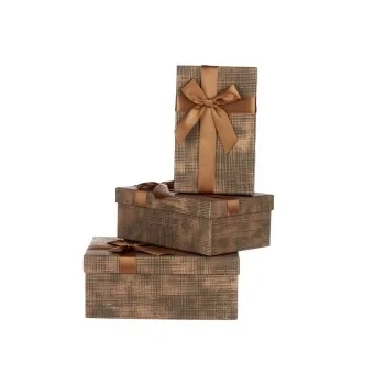 Set of decorative boxes Brown Black Cardboard Stripes...