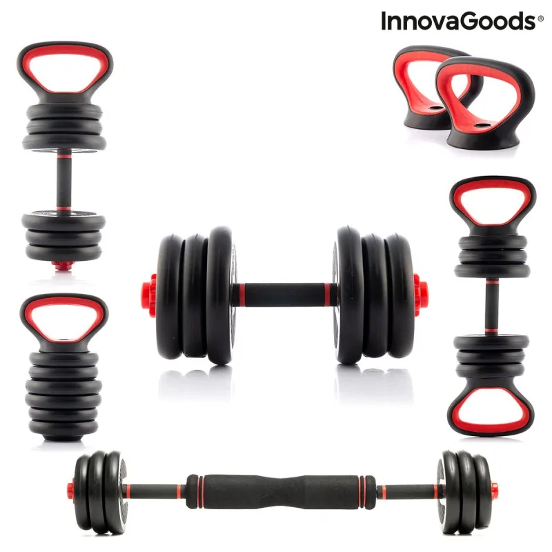 6-in-1 Set of Adjustable Weights with Exercise...