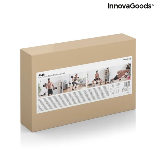 6-in-1 Set of Adjustable Weights with Exercise Guide Sixfit InnovaGoods DUMBBELLS Iron (Refurbished B)