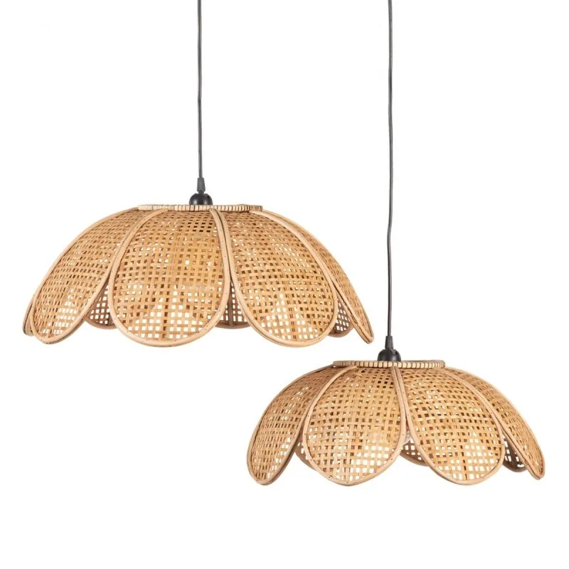 Ceiling Light 53 x 53 x 20,5 cm Natural Bamboo (2 Units)
