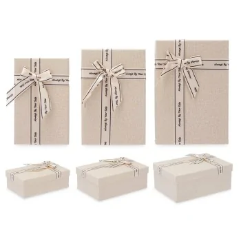 Set of decorative boxes Beige Cardboard Lasso 3 Pieces