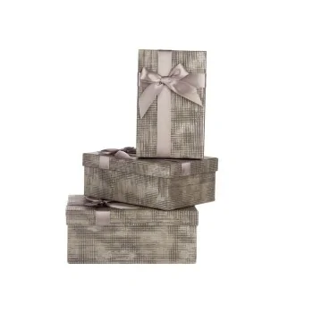 Set of decorative boxes Anthracite Cardboard Stripes...