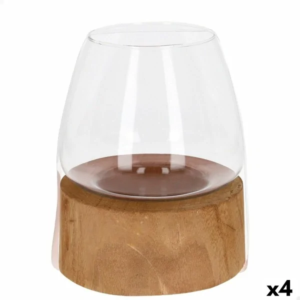 Candleholder Ambients Wood Crystal (4 Units)